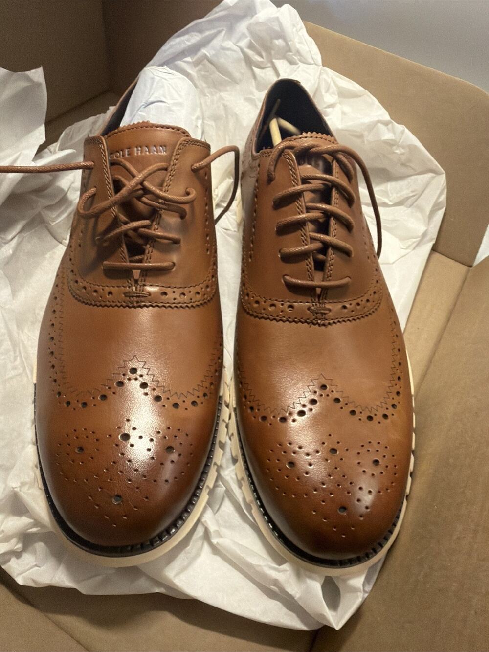 Cole Haan Zerogrand Wingtip Oxford C14493 Shoes British Tan Leather - Size 11.5